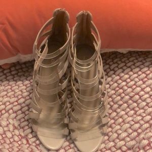 - Aldo Stiletto Sandals with Blush and Clear Straps